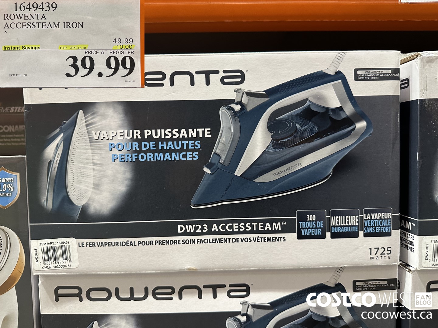 1649439 ROWENTA ACCESS STEAM IRON ($10.00 INSTANT SAVINGS EXPIRES ON 2023-12-10) $39.99