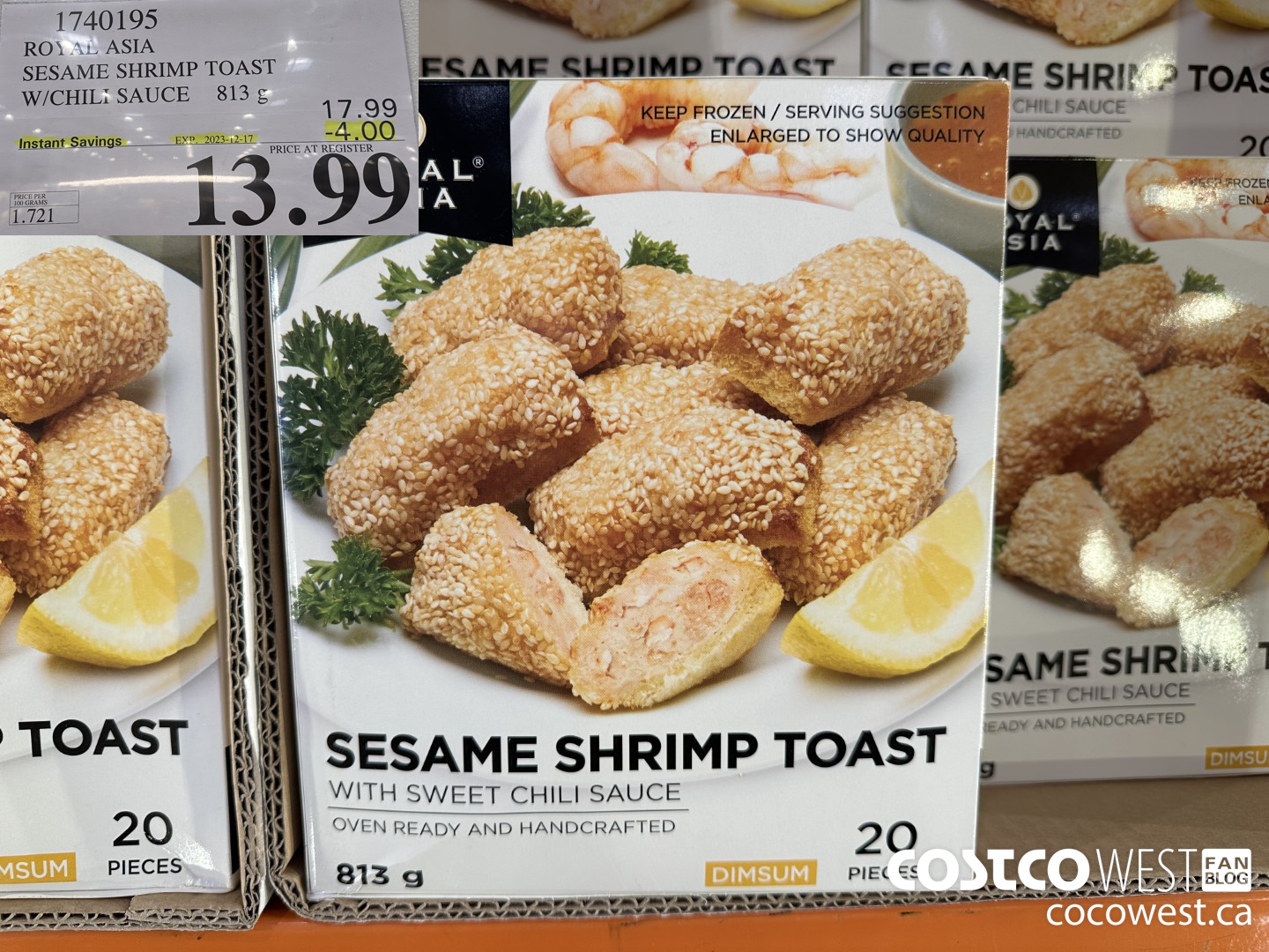 1740195 ROYAL ASIA SESAME SHRIMP TOAST W/CHILI SAUCE 813G ($4.00 INSTANT SAVINGS EXPIRES ON 2023-12-17) $13.99