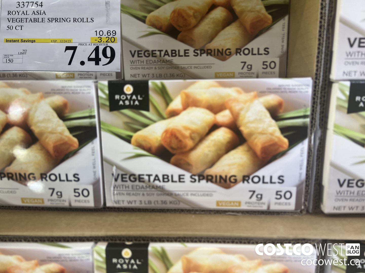 337754 ROYAL ASIA VEGETABLE SPRING ROLLS 50 CT ($3.20 INSTANT SAVINGS EXPIRES ON 2023-12-24) $7.49