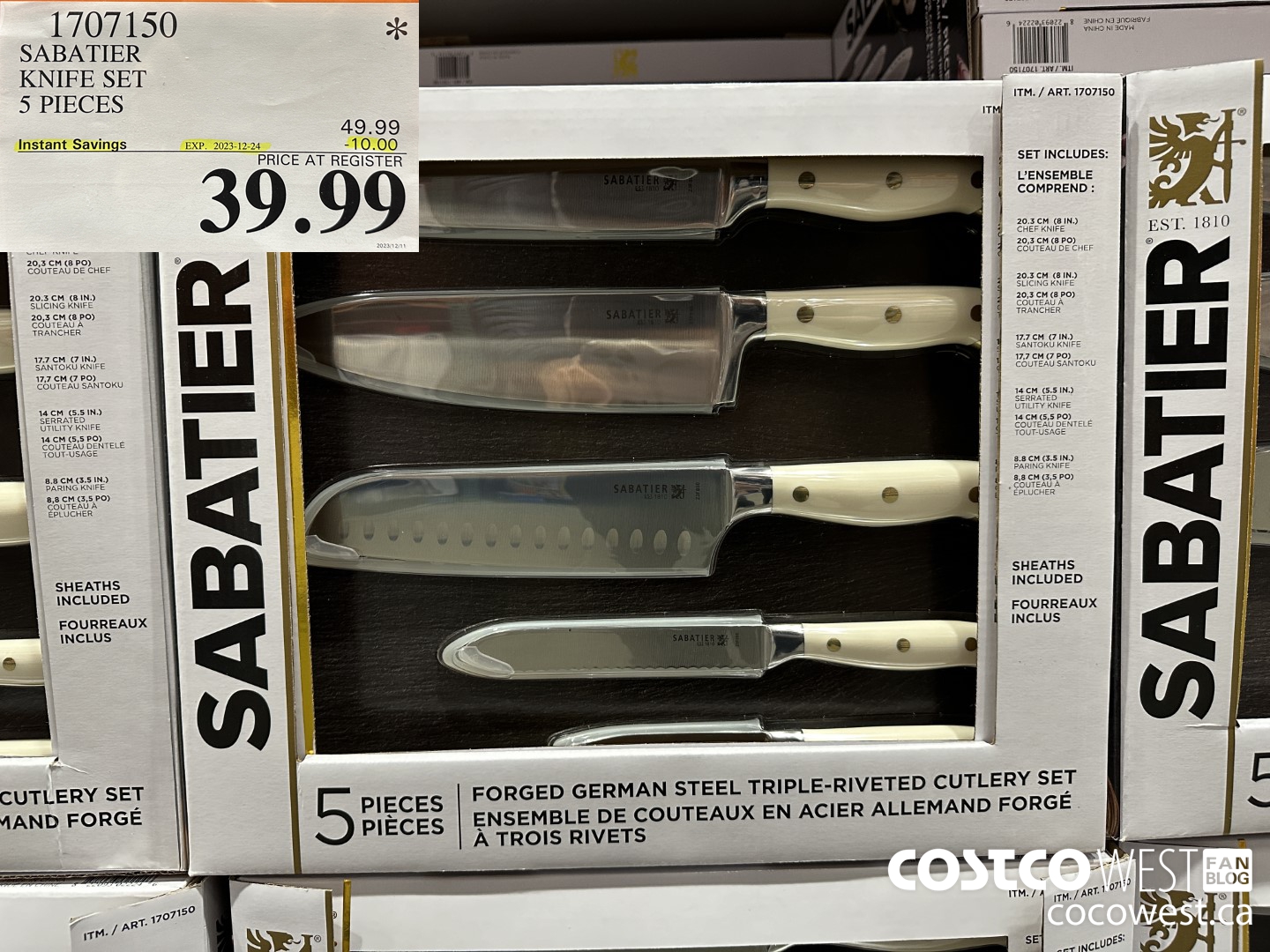 1707150 SABATIER KNIFE SET 5 PIECES ($10.00 INSTANT SAVINGS EXPIRES ON 2023-12-24) $39.99