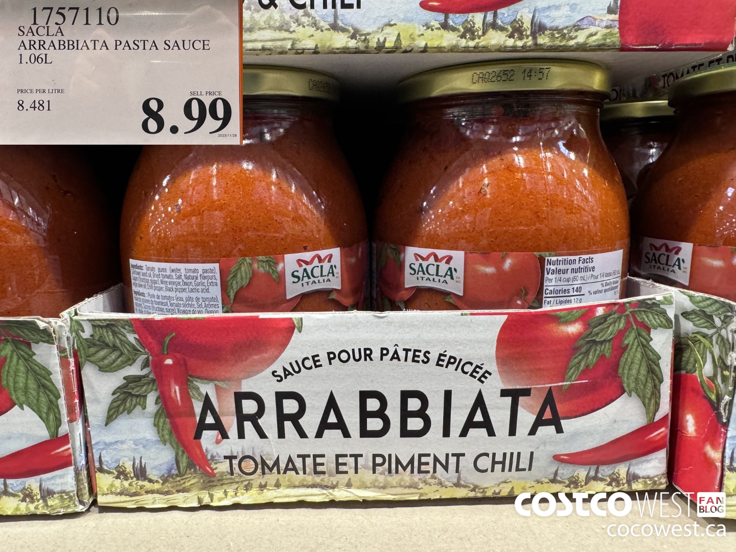 1757110 SACLA ARRABBIATE SAUCE 1.06L $8.99