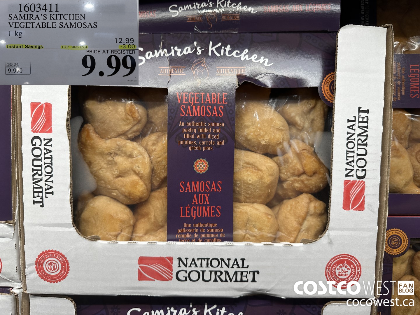 1603411 SAMIRA'S KITCHEN VEGETABLE SAMOSAS 1 KG ($3.00 INSTANT SAVINGS EXPIRES ON 2023-12-31) $9.99