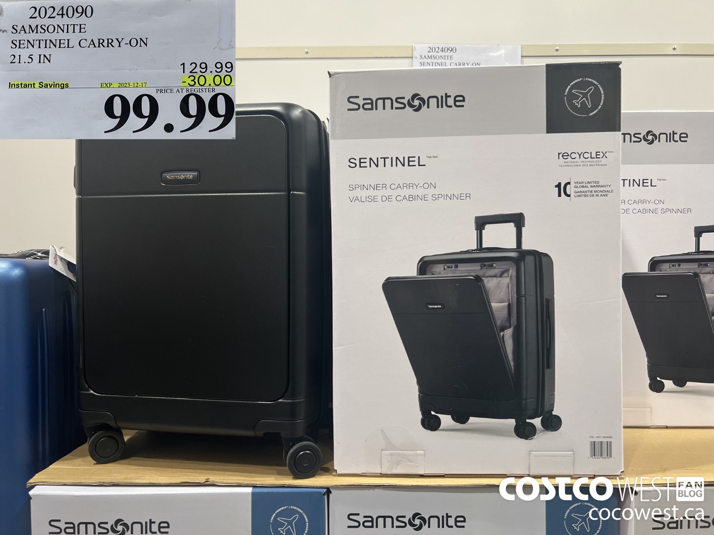 2024090 SAMSONITE SENTINEL CARRY-ON 21.5 IN ($30.00 INSTANT SAVINGS EXPIRES ON 2023-12-17) $99.99