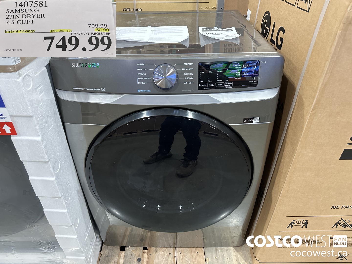 1407581 SAMSUNG 27IN DRYER 7.5 CUFT ($50.00 INSTANT SAVINGS EXPIRES ON 2023-12-06) $749.99