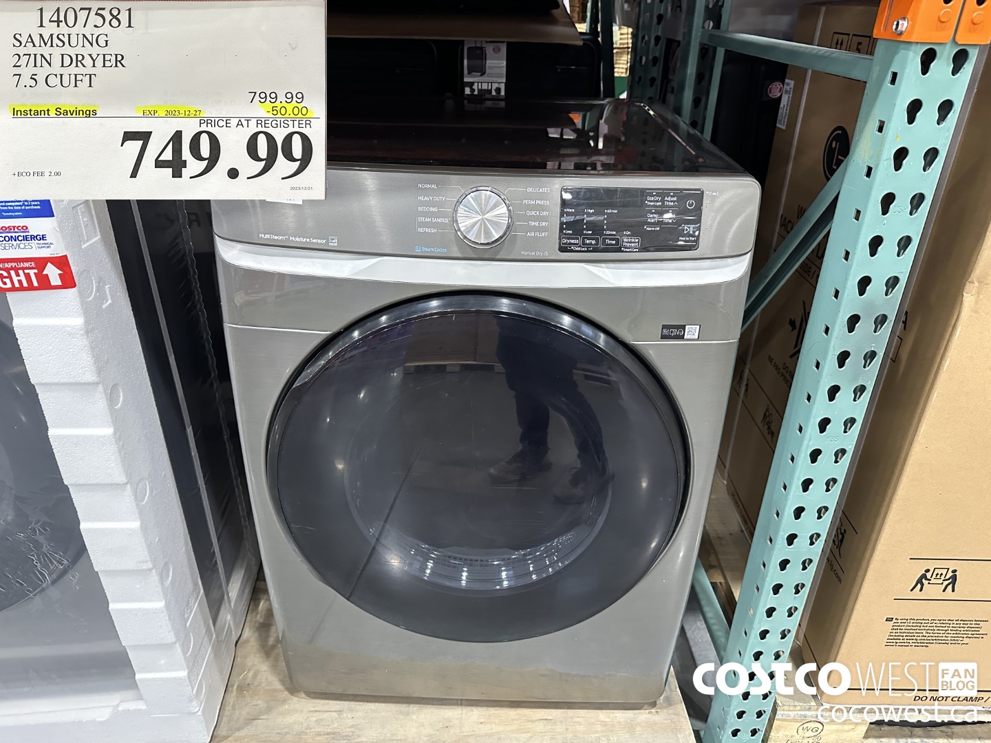 1407581 SAMSUNG 27IN DRYER 7.5 CUFT ($50.00 INSTANT SAVINGS EXPIRES ON 2023-12-27) $749.99