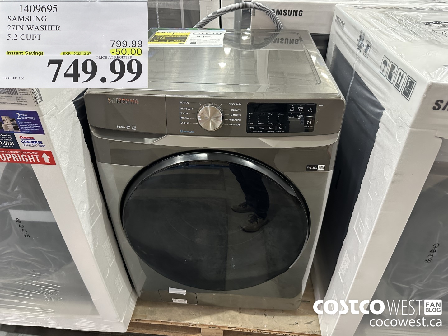1409695 SAMSUNG 27IN WASHER 5.2 CUFT ($50.00 INSTANT SAVINGS EXPIRES ON 2023-12-27) $749.99