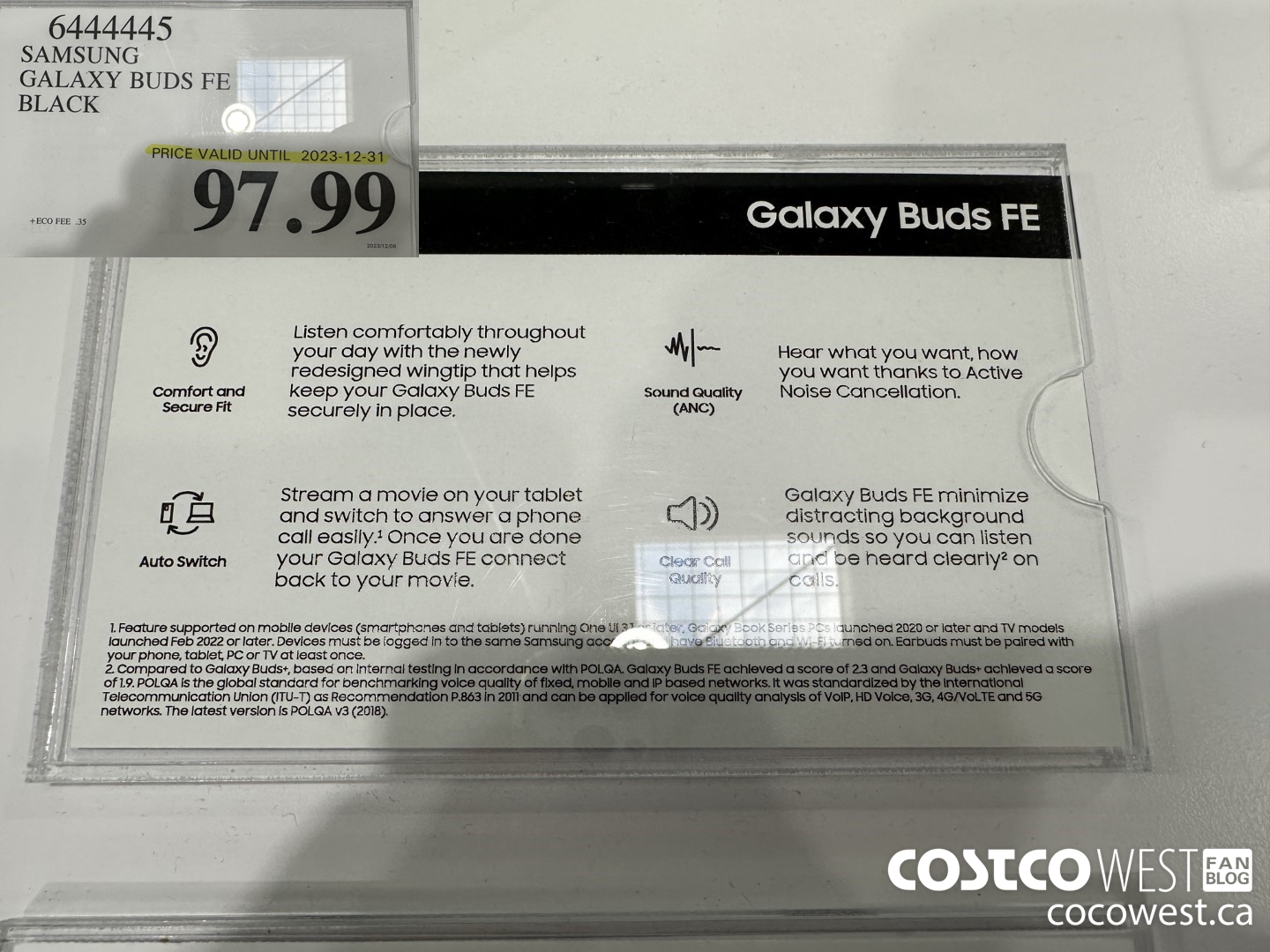 6444445 SAMSUNG GALAXY BUDS FE BLACK (EXPIRES ON 2023-12-31) $97.99