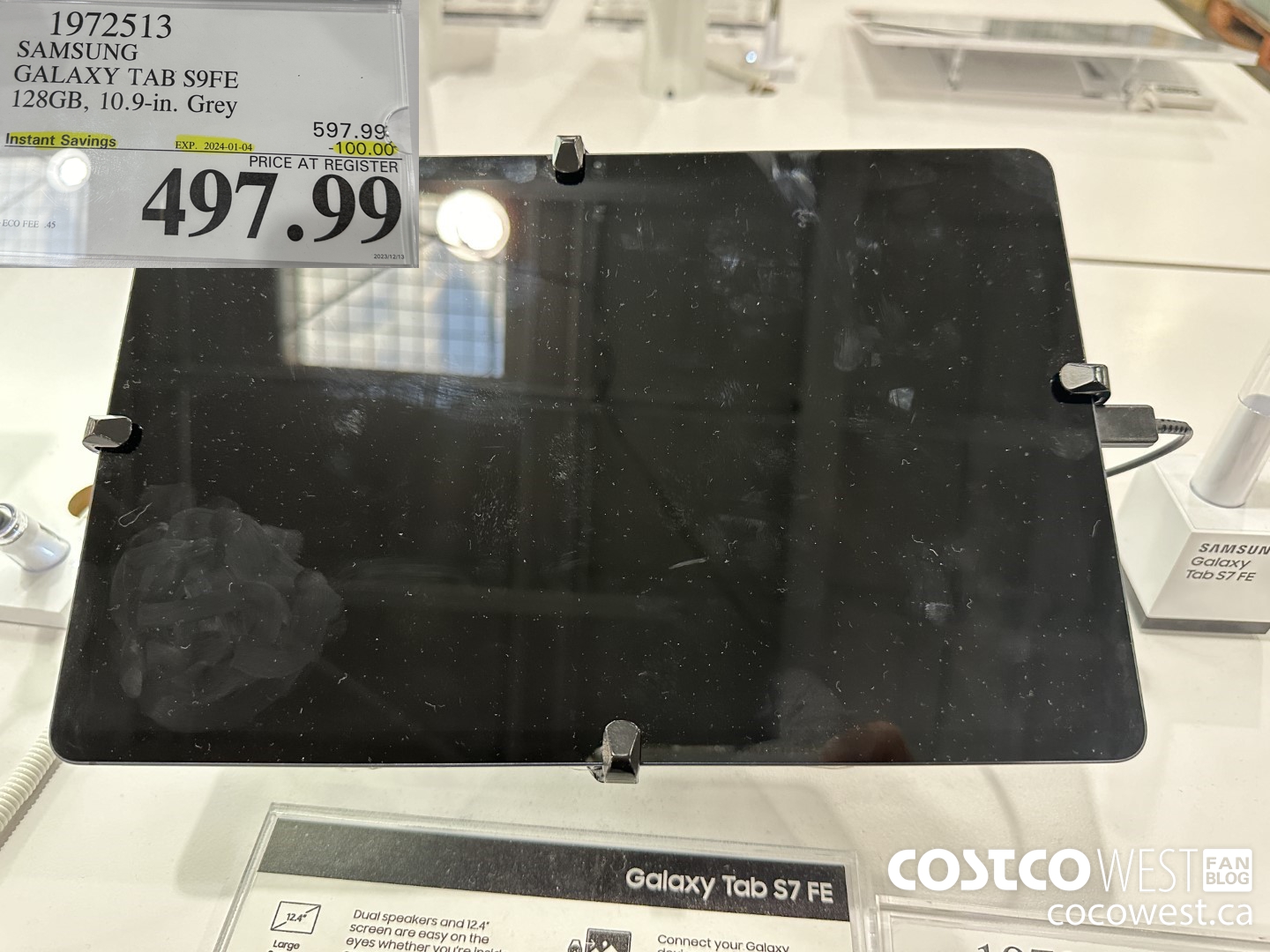 1972513 SAMSUNG GALAXY TAB S9FE 128GB, 10.9IN GREY ($100.00 INSTANT SAVINGS EXPIRES ON 2024-01-04) $497.99