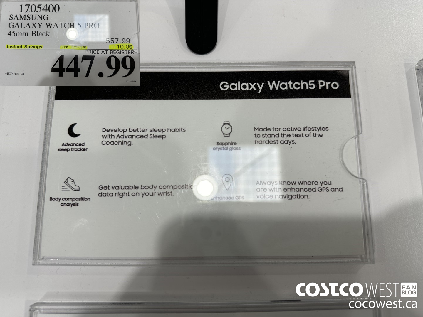 1705400 SAMSUNG GALAXY WATCH 5 PRO 45MM BLACK ($110.00 INSTANT SAVINGS EXPIRES ON 2024-01-04) $447.99
