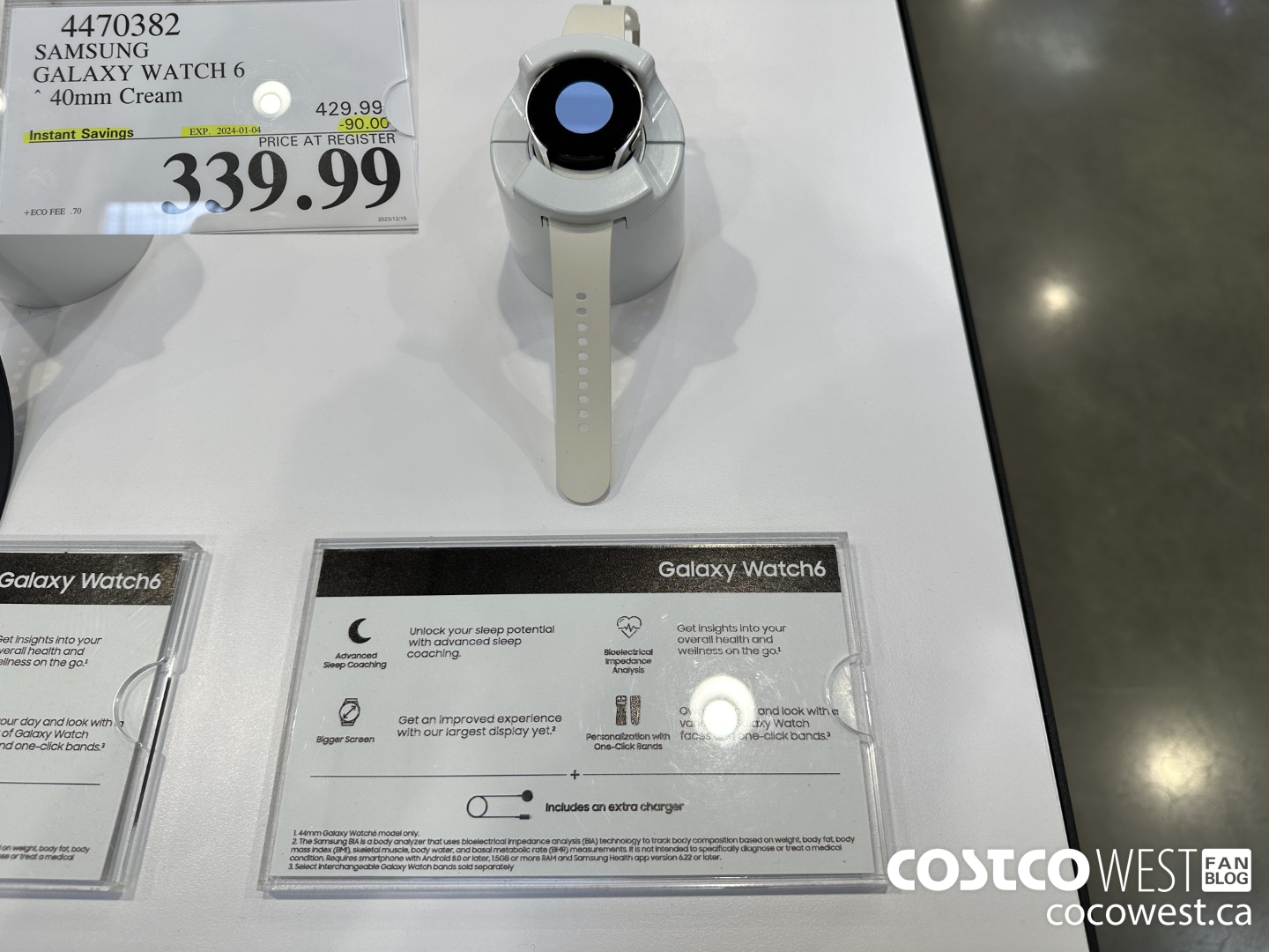 4470382 SAMSUNG GALAXY WATCH 6 40MM CREAM ($90.00 INSTANT SAVINGS EXPIRES ON 2024-01-04) $339.99