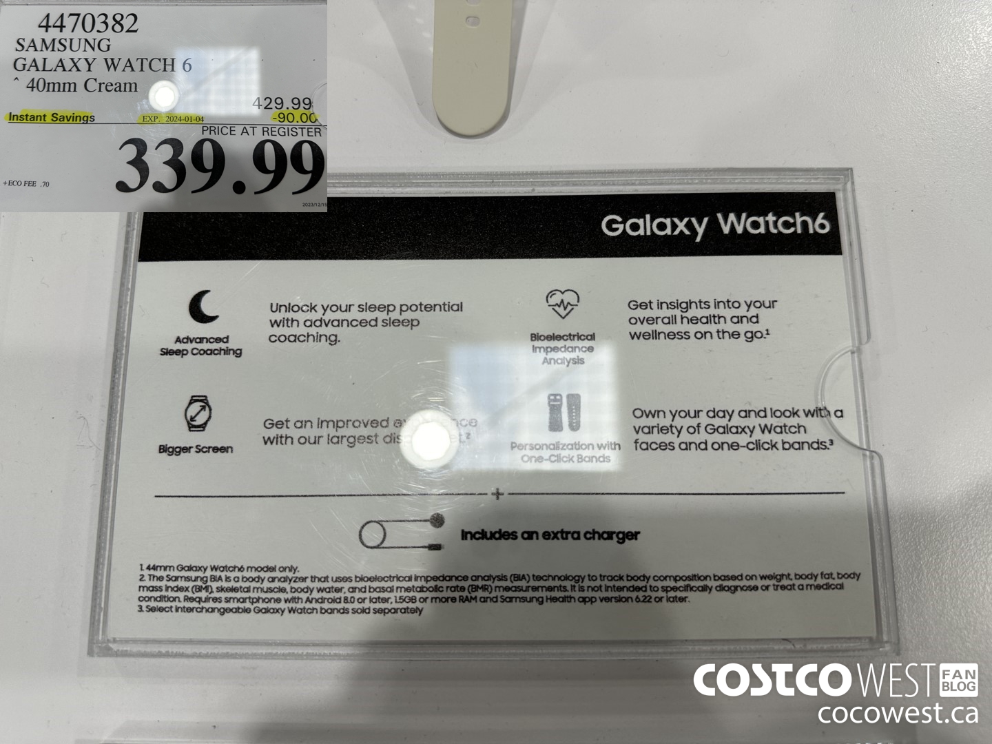 4470382 SAMSUNG GALAXY WATCH 6 40MM CREAM ($90.00 INSTANT SAVINGS EXPIRES ON 2024-01-04) $339.99