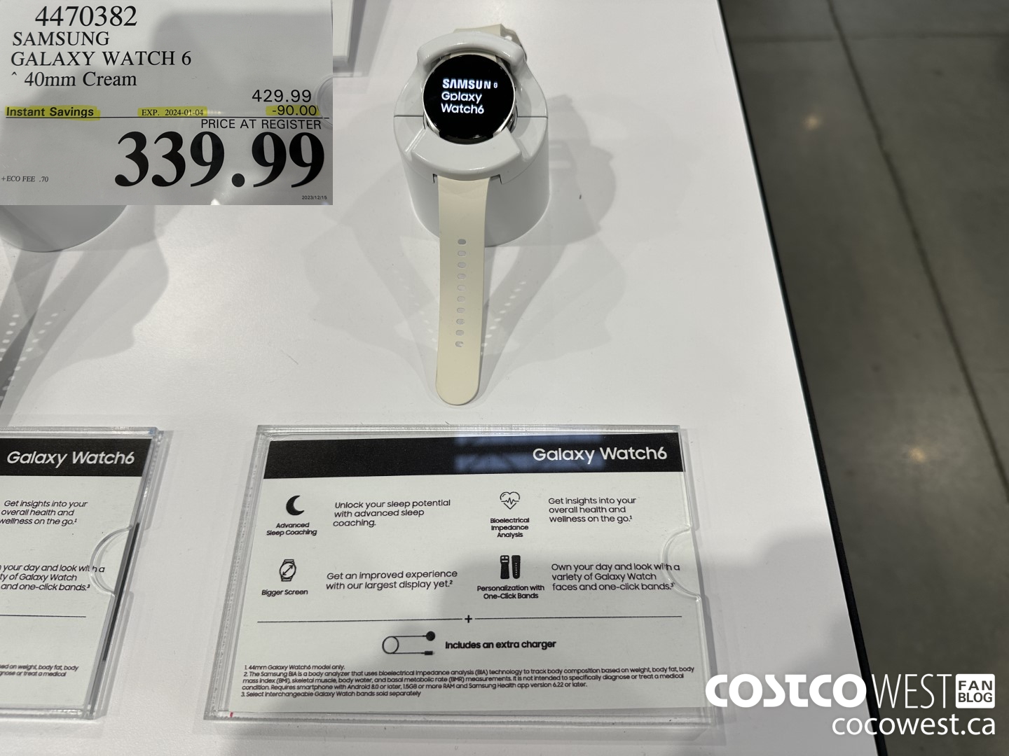 4470382 SAMSUNG GALAXY WATCH 6 40MM CREAM ($90.00 INSTANT SAVINGS EXPIRES ON 2024-01-04) $339.99