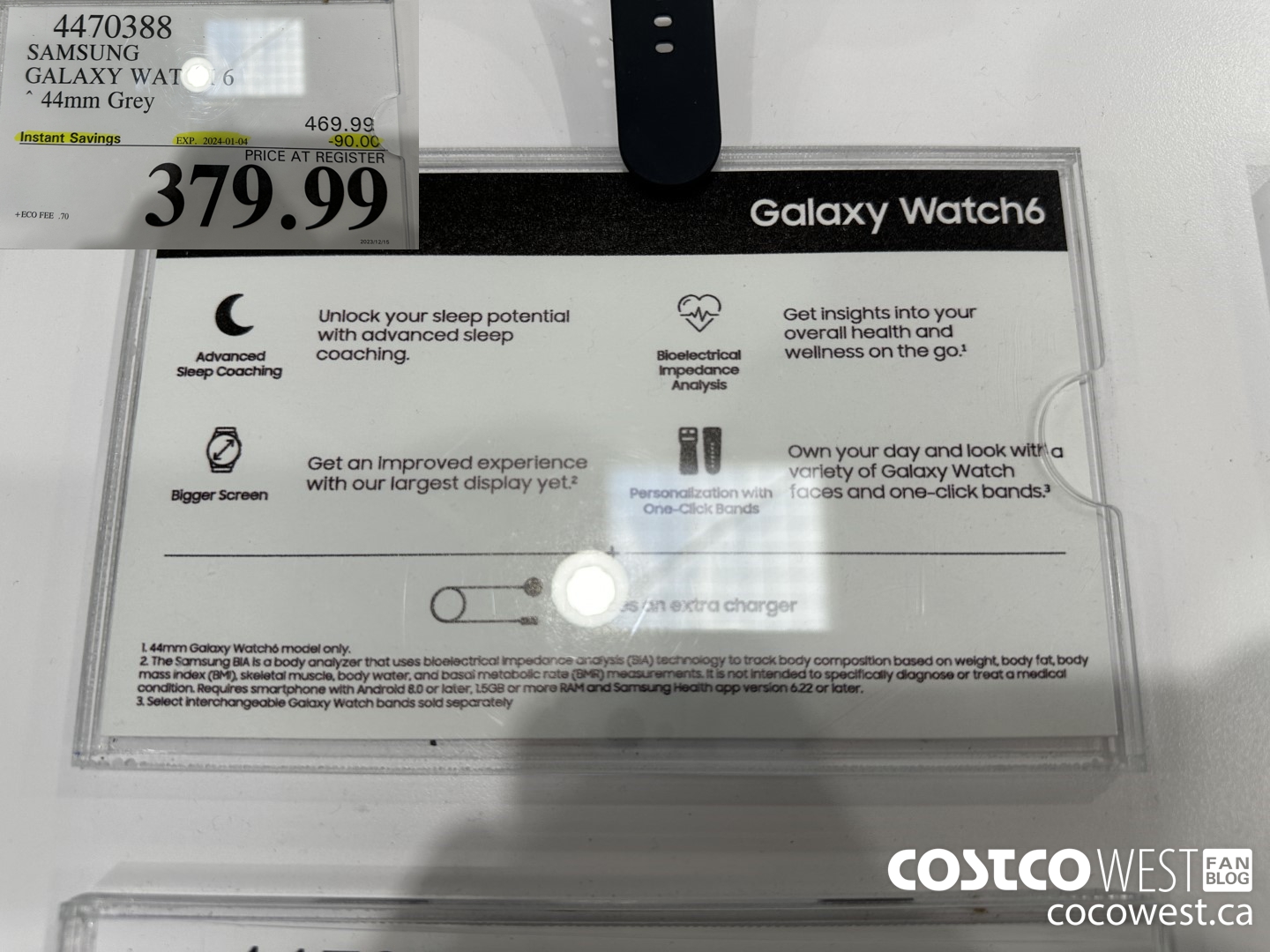 4470388 SAMSUNG GALAXY WATCH 6 44MM GREY ($90.00 INSTANT SAVINGS EXPIRES ON 2024-01-04) $379.99