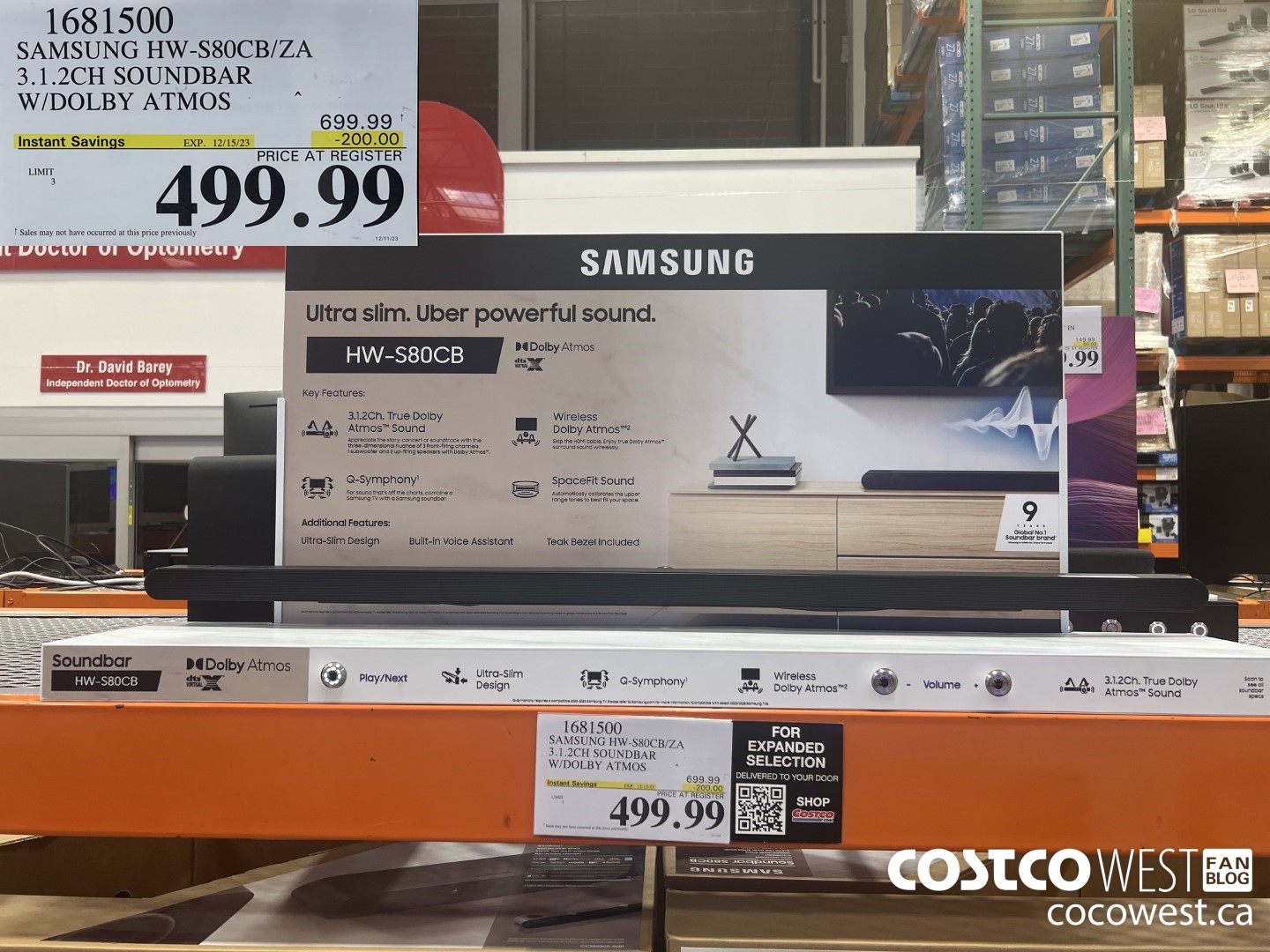 1681500 SAMSUNG HW-S80CB/ZA 3.1.2CH SOUNDBAR W/DOLBY ATMOS ($200.00 INSTANT SAVINGS EXPIRES ON 2023-12-15) $499.99