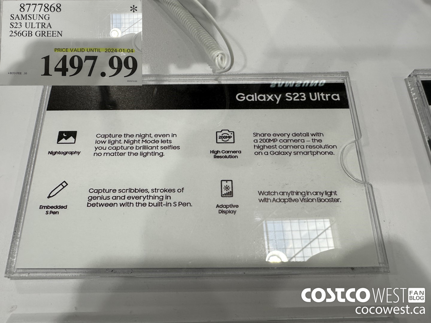 8777868 SAMSUNG S23 ULTRA 256GB GREEN (EXPIRES ON 2024-01-04) $1497.99