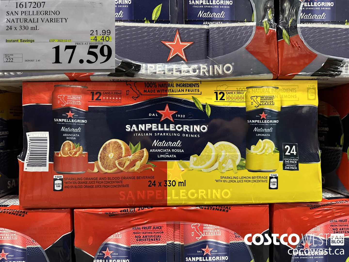 1617207 SAN PELLEGRINO NATURALI VARIETY 24 x 330 mL ($4.40 INSTANT SAVINGS EXPIRES ON 2023-12-17) $17.59