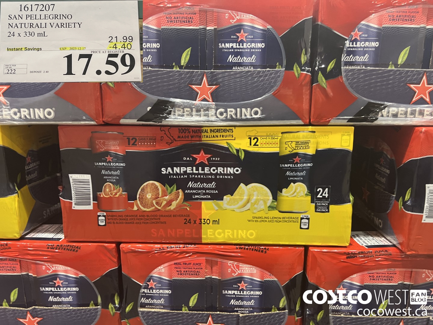 1617207 SAN PELLEGRINO NATURALI VARIETY 24 x 330 mL ($4.40 INSTANT SAVINGS EXPIRES ON 2023-12-17) $17.59