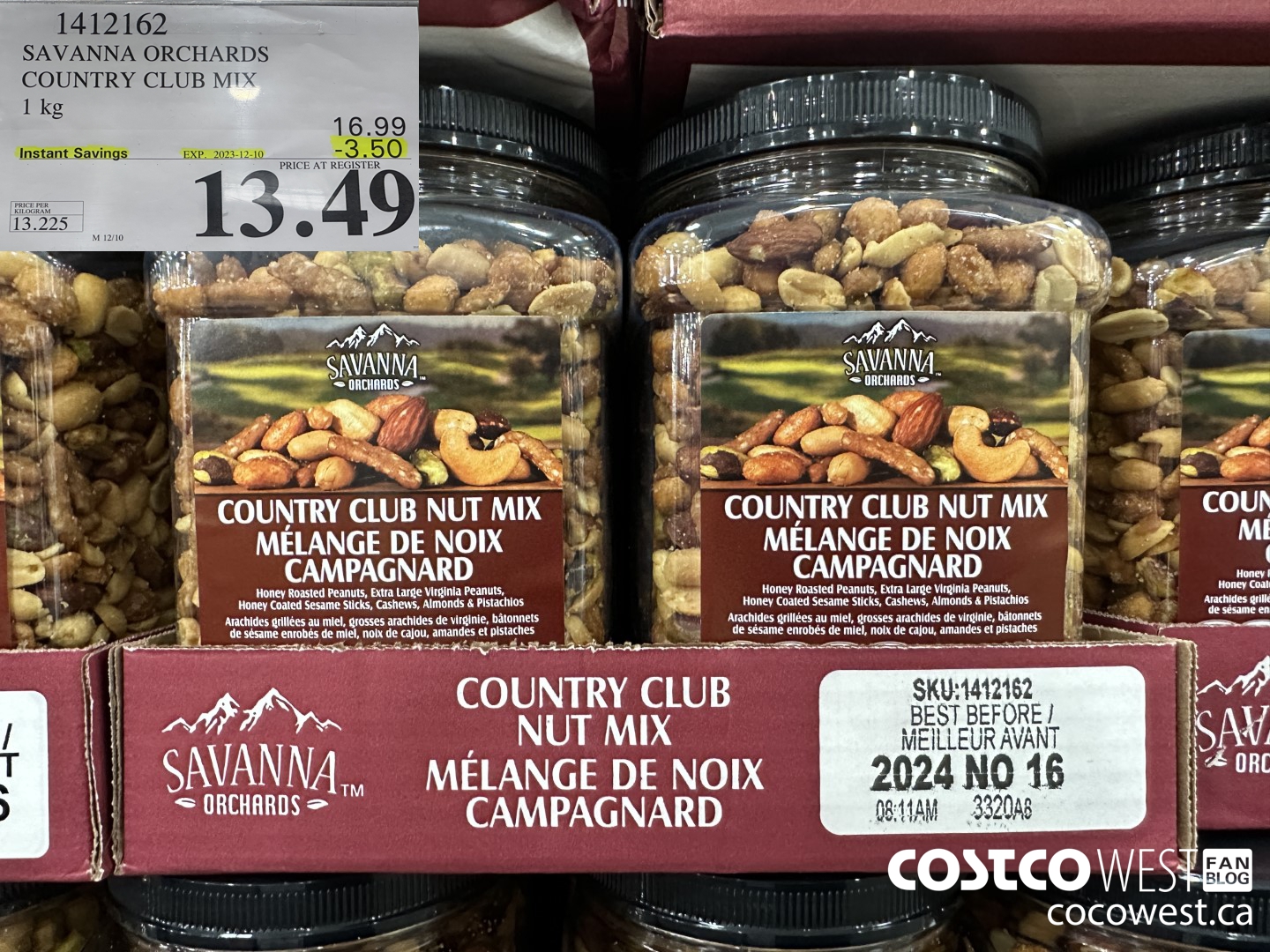 1412162 SAVANNA ORCHARDS COUNTRY CLUB MIX 1.0KG ($3.50 INSTANT SAVINGS EXPIRES ON 2023-12-10) $13.49