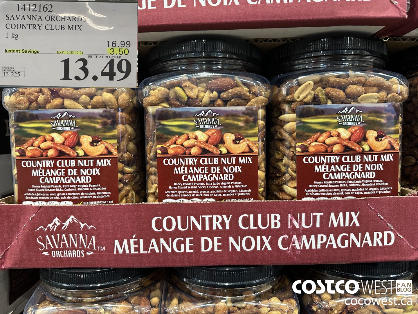 1412162 SAVANNA ORCHARDS COUNTRY CLUB MIX 1.0KG ($3.50 INSTANT SAVINGS EXPIRES ON 2023-12-24) $13.49