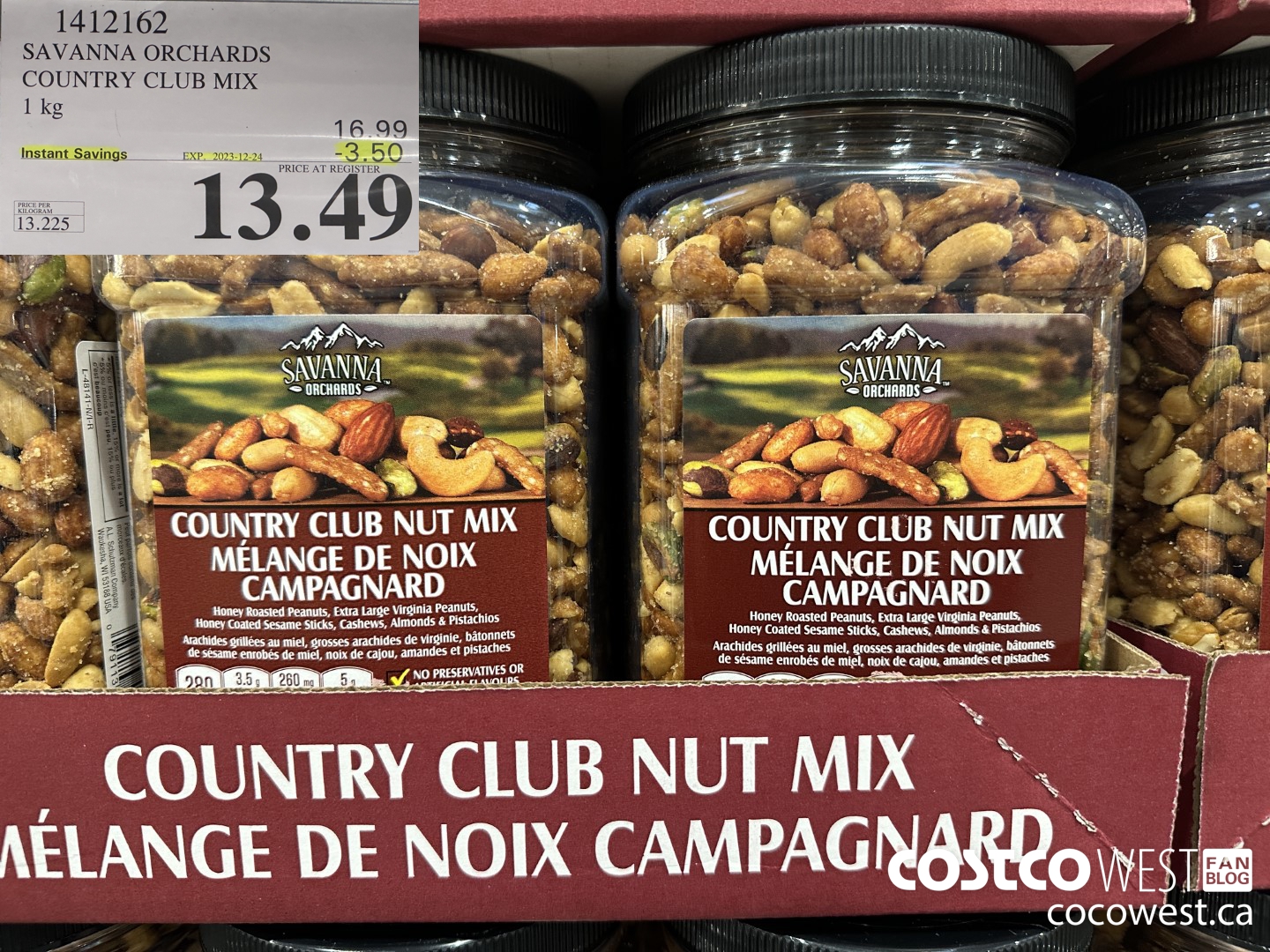 1412162 SAVANNA ORCHARDS COUNTRY CLUB MIX 1.0KG ($3.50 INSTANT SAVINGS EXPIRES ON 2023-12-24) $13.49