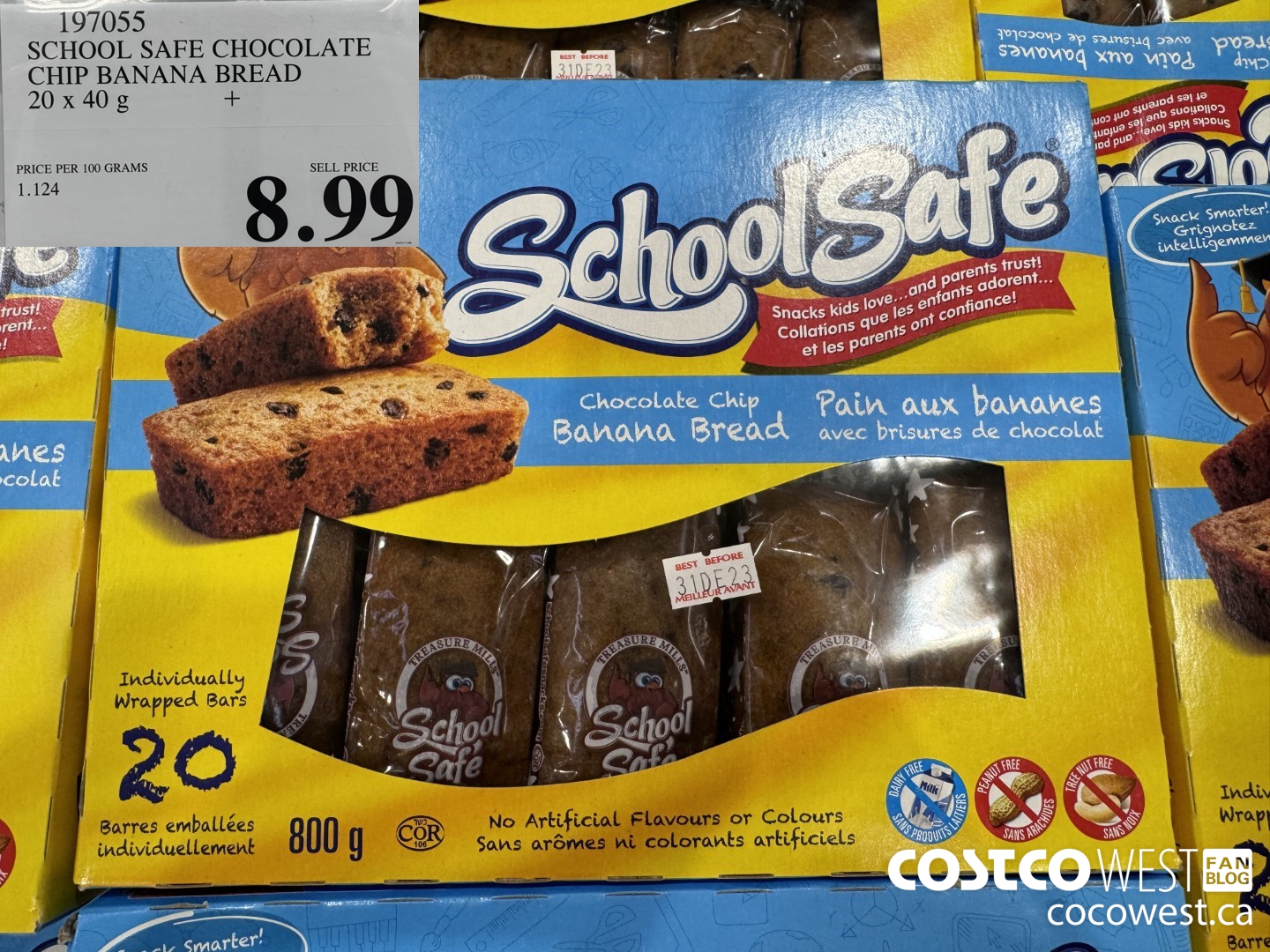197055 SCHOOL SAFE CHOCOLATE CHIP BANANA BREAD 20 X 40 G $8.99