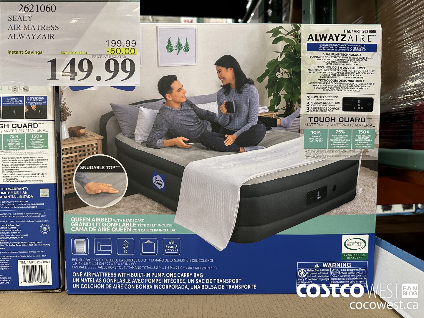 2621060 SEALY AIR MATRESS ALWAYZAIRE ($50.00 INSTANT SAVINGS EXPIRES ON 2023-12-24) $149.99