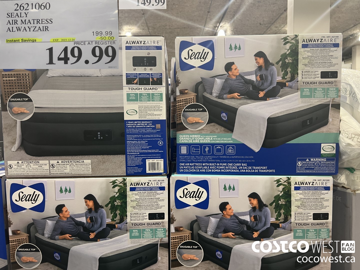 2621060 SEALY AIR MATRESS ALWAYZAIR ($50.00 INSTANT SAVINGS EXPIRES ON 2023-12-24) $149.99