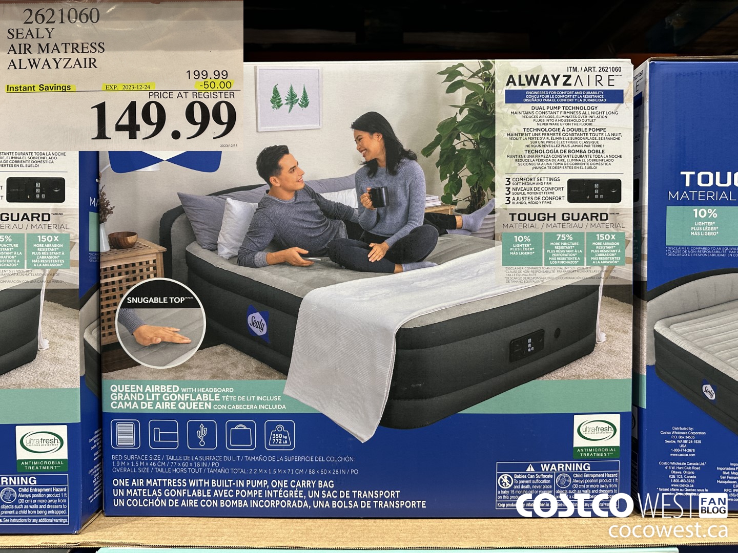 2621060 SEALY AIR MATRESS ALWAYZAIR ($50.00 INSTANT SAVINGS EXPIRES ON 2023-12-24) $149.99