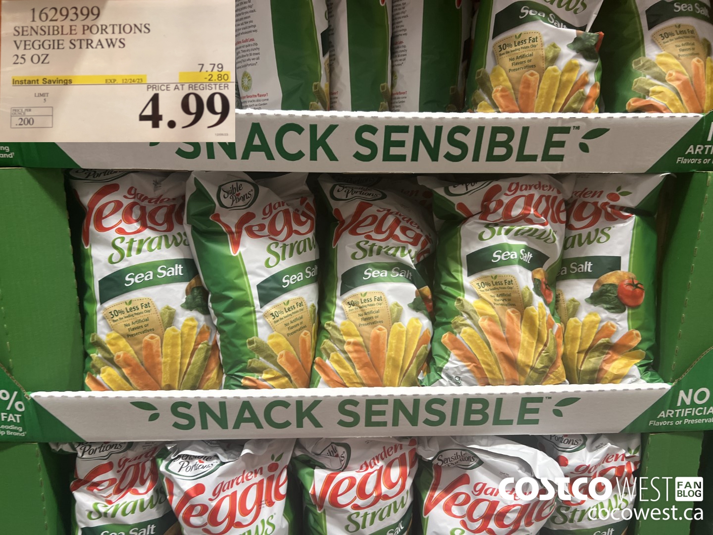 1629399 SENSIBLE PORTIONS VEGGIE STRAWS 25 OZ ($2.80 INSTANT SAVINGS EXPIRES ON 2023-12-24) $4.99