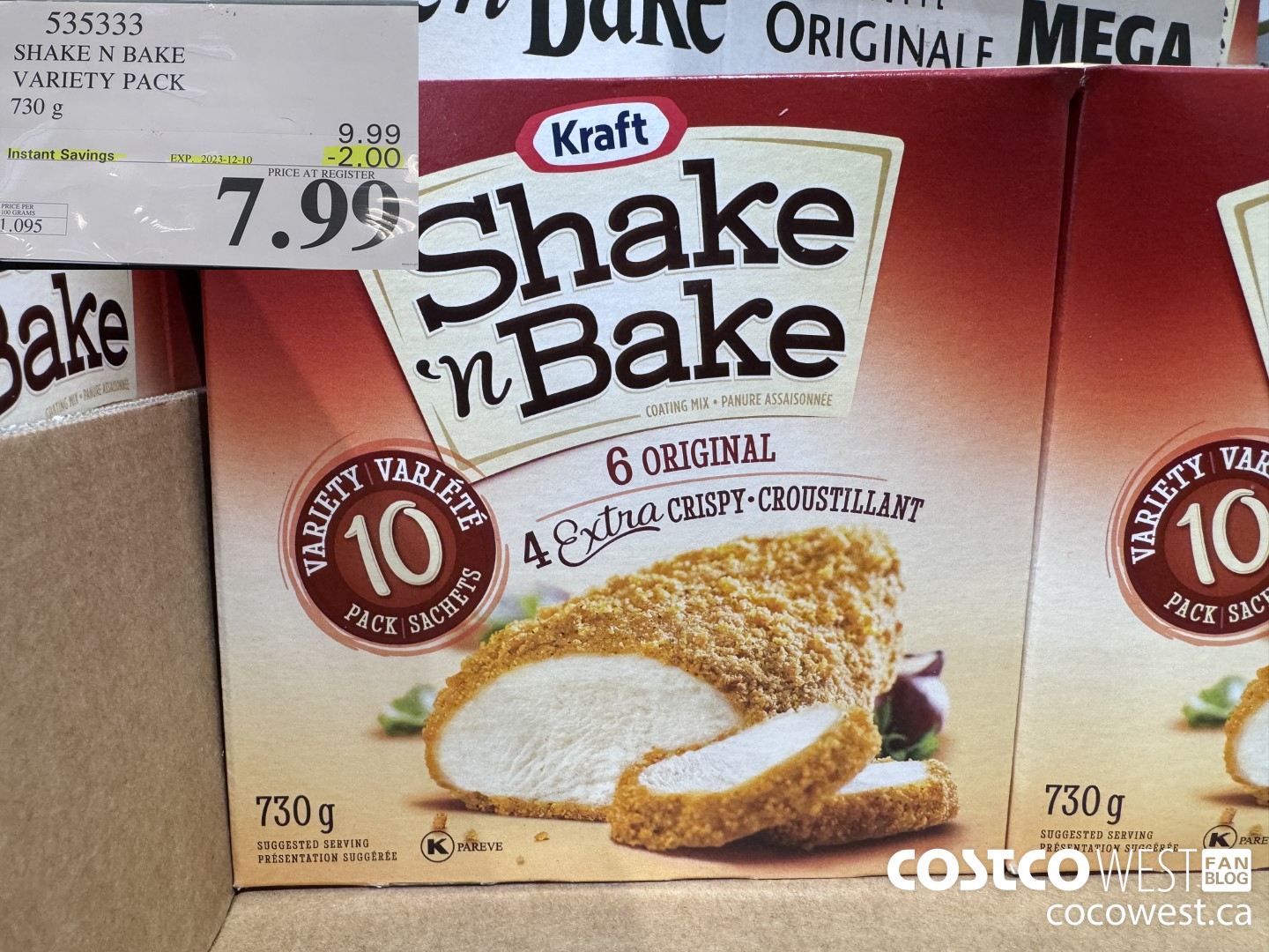 535333 SHAKE N BAKE VARIETY PACK 730 g ($2.00 INSTANT SAVINGS EXPIRES ON 2023-12-10) $7.99