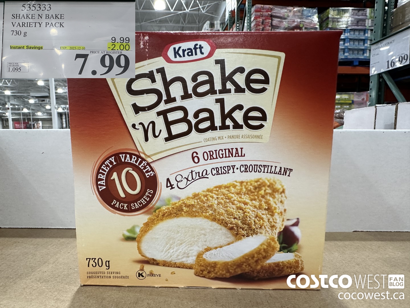 535333 SHAKE N BAKE VARIETY PACK 730 g ($2.00 INSTANT SAVINGS EXPIRES ON 2023-12-10) $7.99