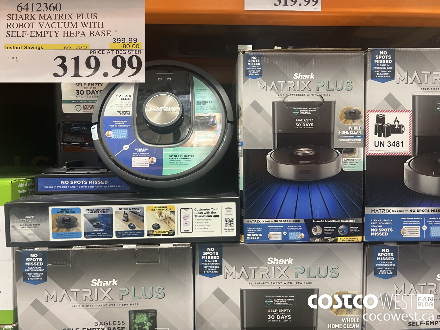 6412360 SHARK MATRIX PLUS ROBOT VACUUM WITH SELF-EMPTY HEPA BASE ($80.00 INSTANT SAVINGS EXPIRES ON 2023-12-25) $319.99