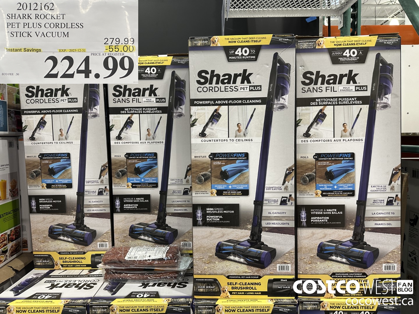 2012162 SHARK ROCKET PET PLUS CORDLESS STICK VACUUM ($55.00 INSTANT SAVINGS EXPIRES ON 2023-12-31) $224.99