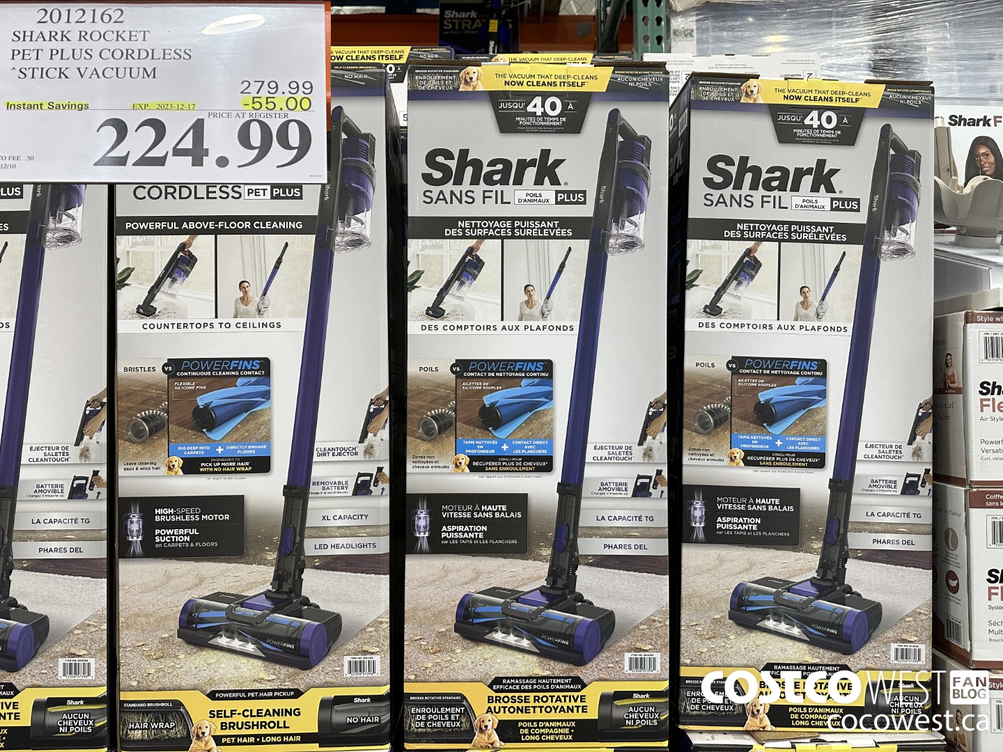 2012162 SHARK ROCKET PET PRO CORDLESS STICK VACCUUM ($55.00 INSTANT SAVINGS EXPIRES ON 2023-12-17) $224.99