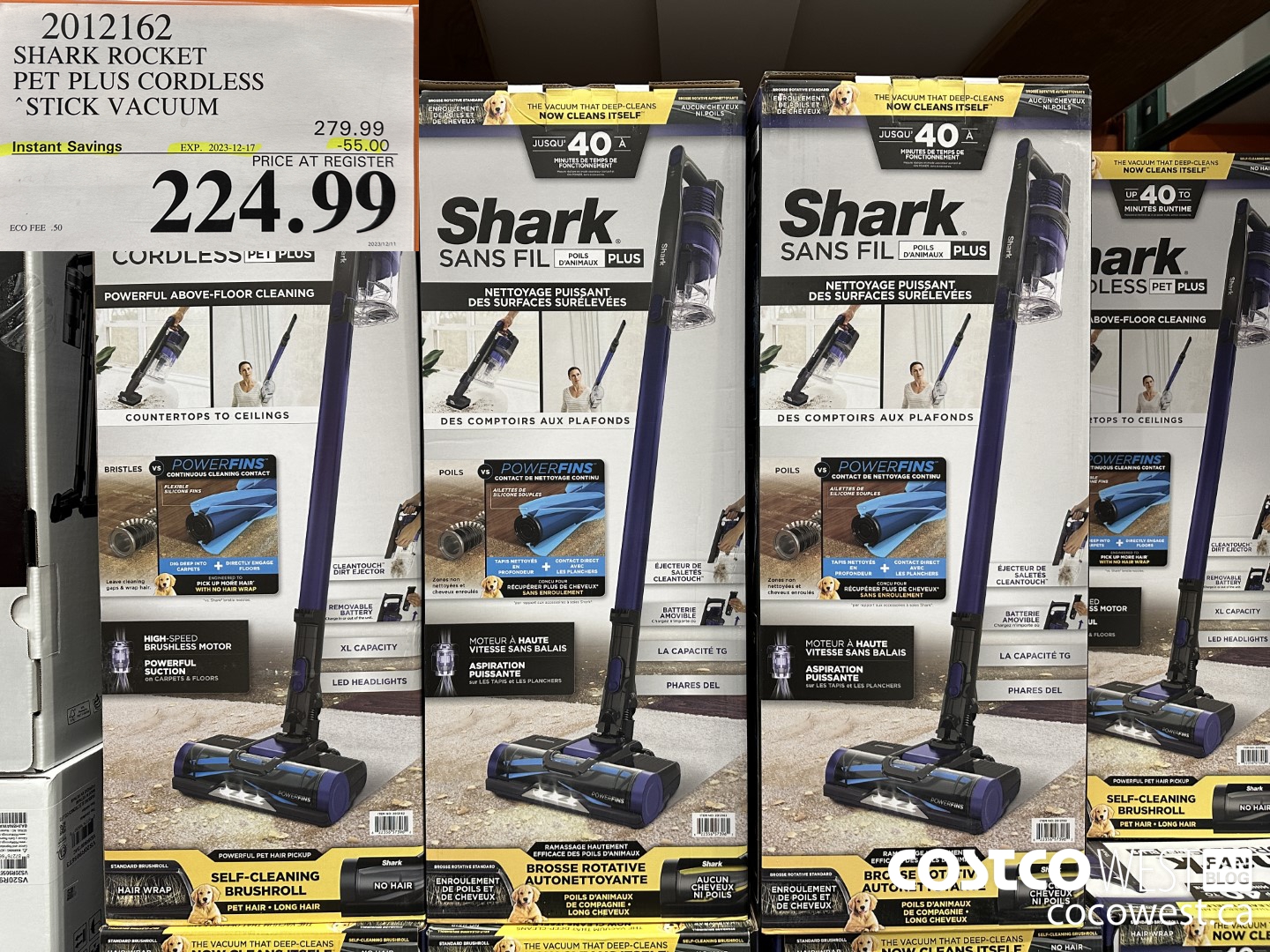 2012162 SHARK ROCKET PET PRO CORDLESS STICK VACCUUM ($55.00 INSTANT SAVINGS EXPIRES ON 2023-12-17) $224.99