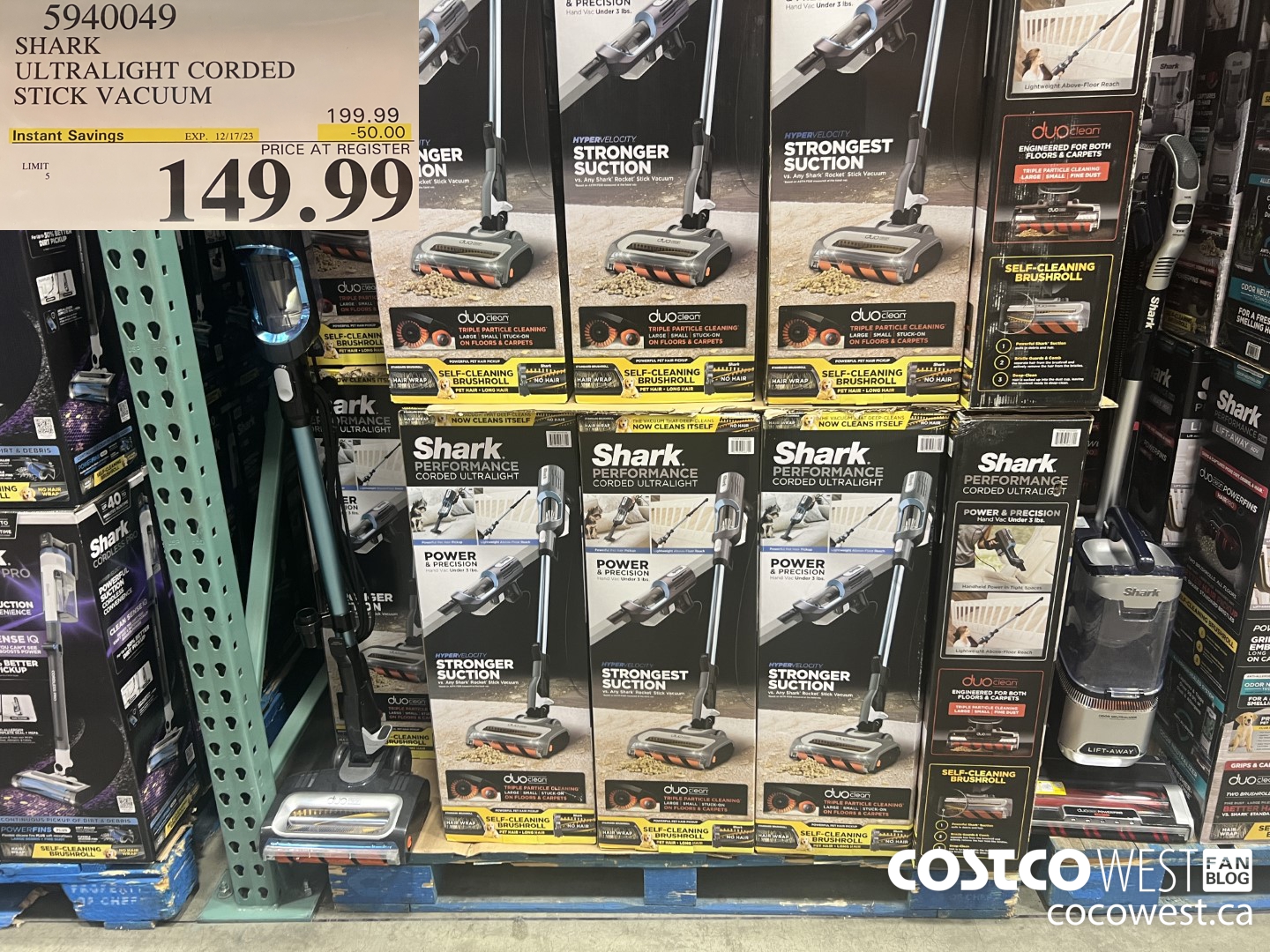 5940049 SHART ULTRALIGHT CORDED STICK VACUUM ($50.00 INSTANT SAVINGS EXPIRES ON 2023-12-17) $149.99