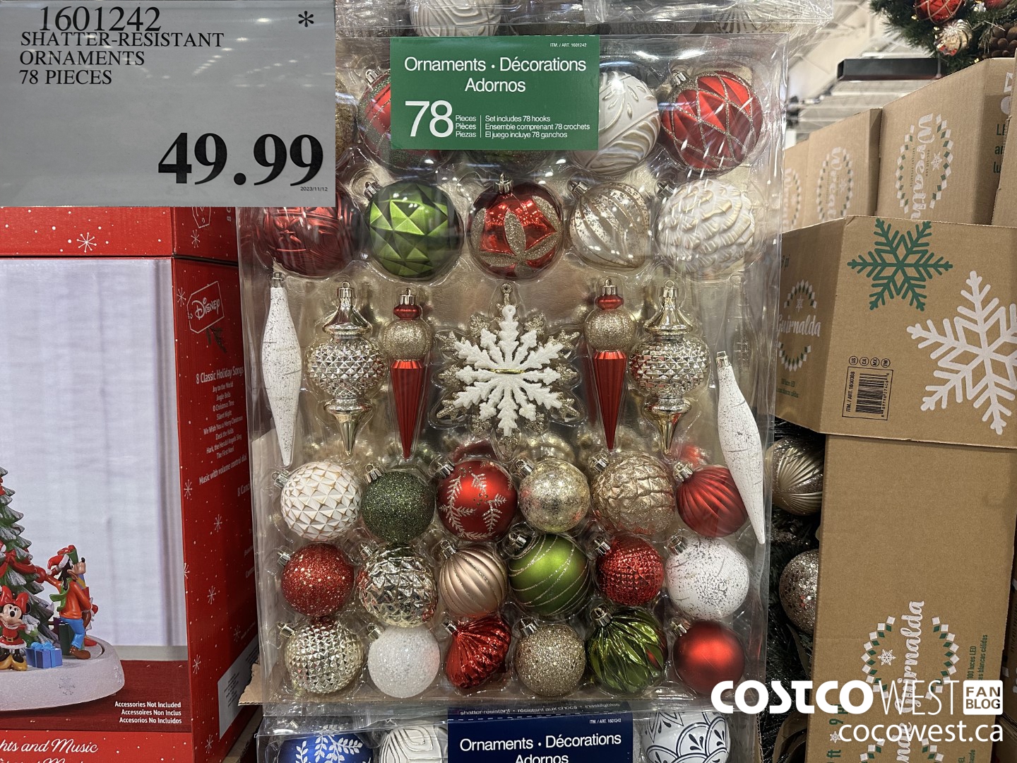 1601242 SHATTER-RESISTANT ORNAMENTS 78 PIECES $49.99