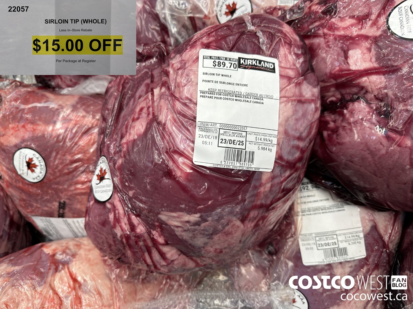 22057 SIRLOIN TIP WHOLE ($15.00 INSTANT SAVINGS)