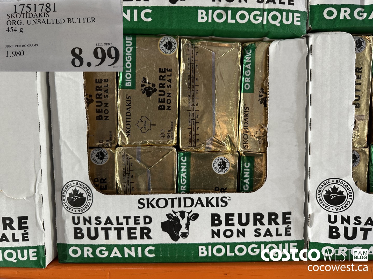 1751781 SKOTIDAKIS ORG. UNSALTED BUTTER 454 G $8.99