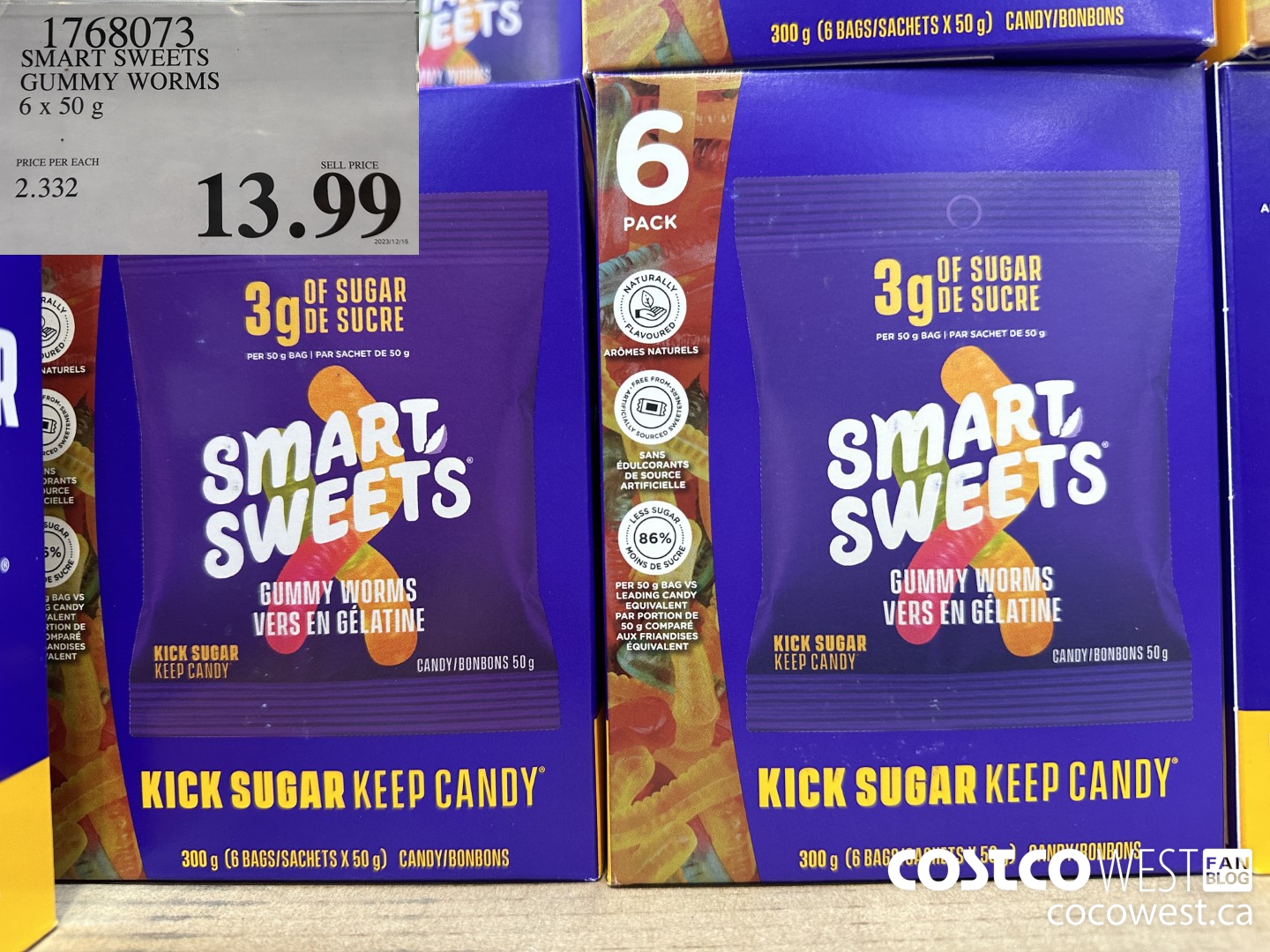 1768073 SMART SWEETS GUMMY WORMS 6 X 50G $13.99