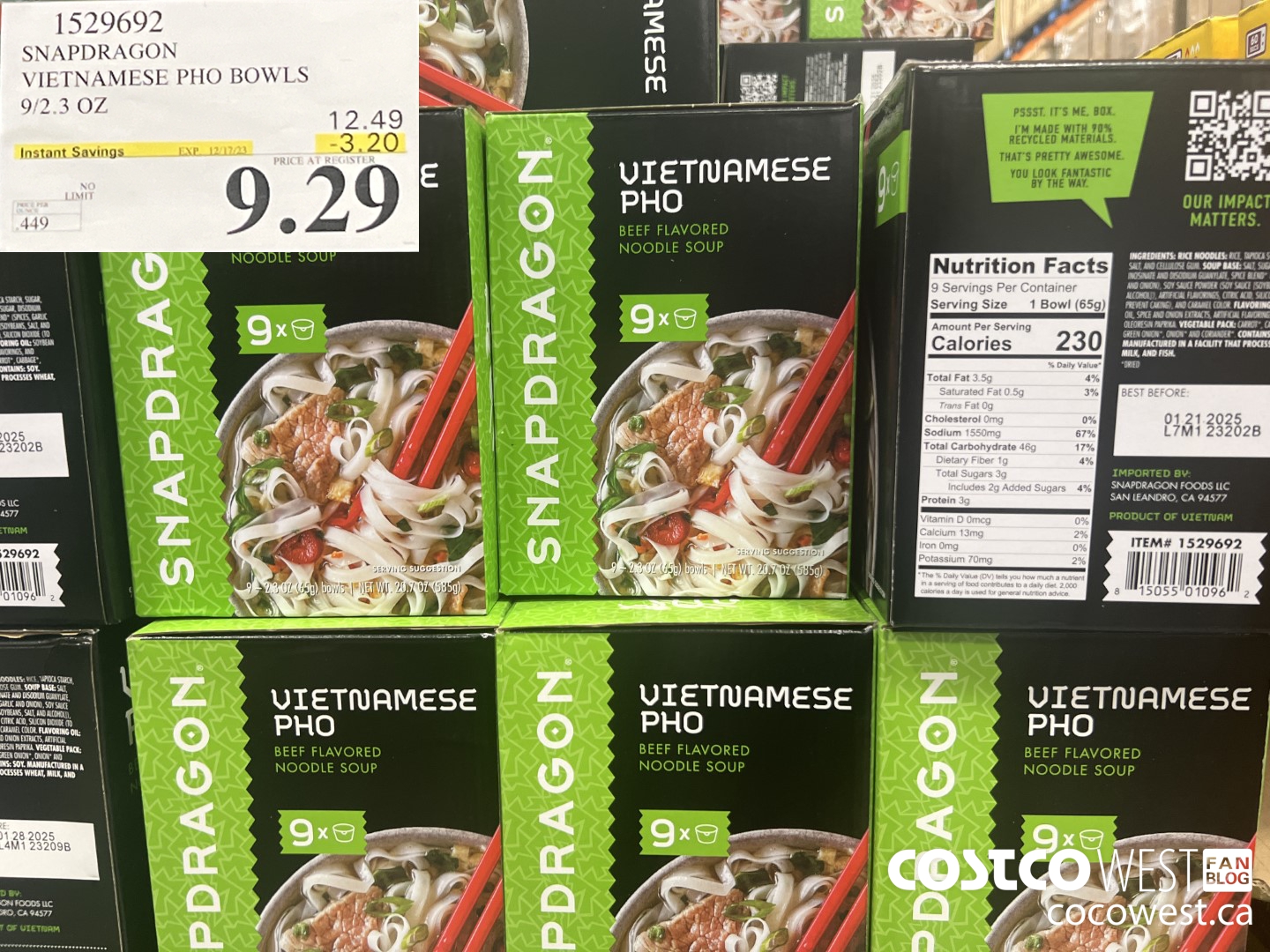 1529692 SNAPDRAGON VIETNAMESE PHO BOWLS 9/2.3 OZ ($3.20 INSTANT SAVINGS EXPIRES ON 2023-12-17) $9.29