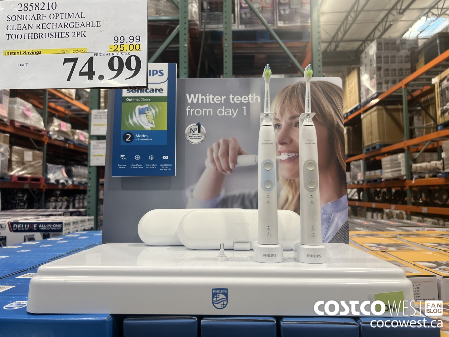 2858210 SONICARE OPTIMAL CLEAN RECHARGEABLE TOOTHBRUSHES 2PK ($25.00 INSTANT SAVINGS EXPIRES ON 2023-12-24) $74.99