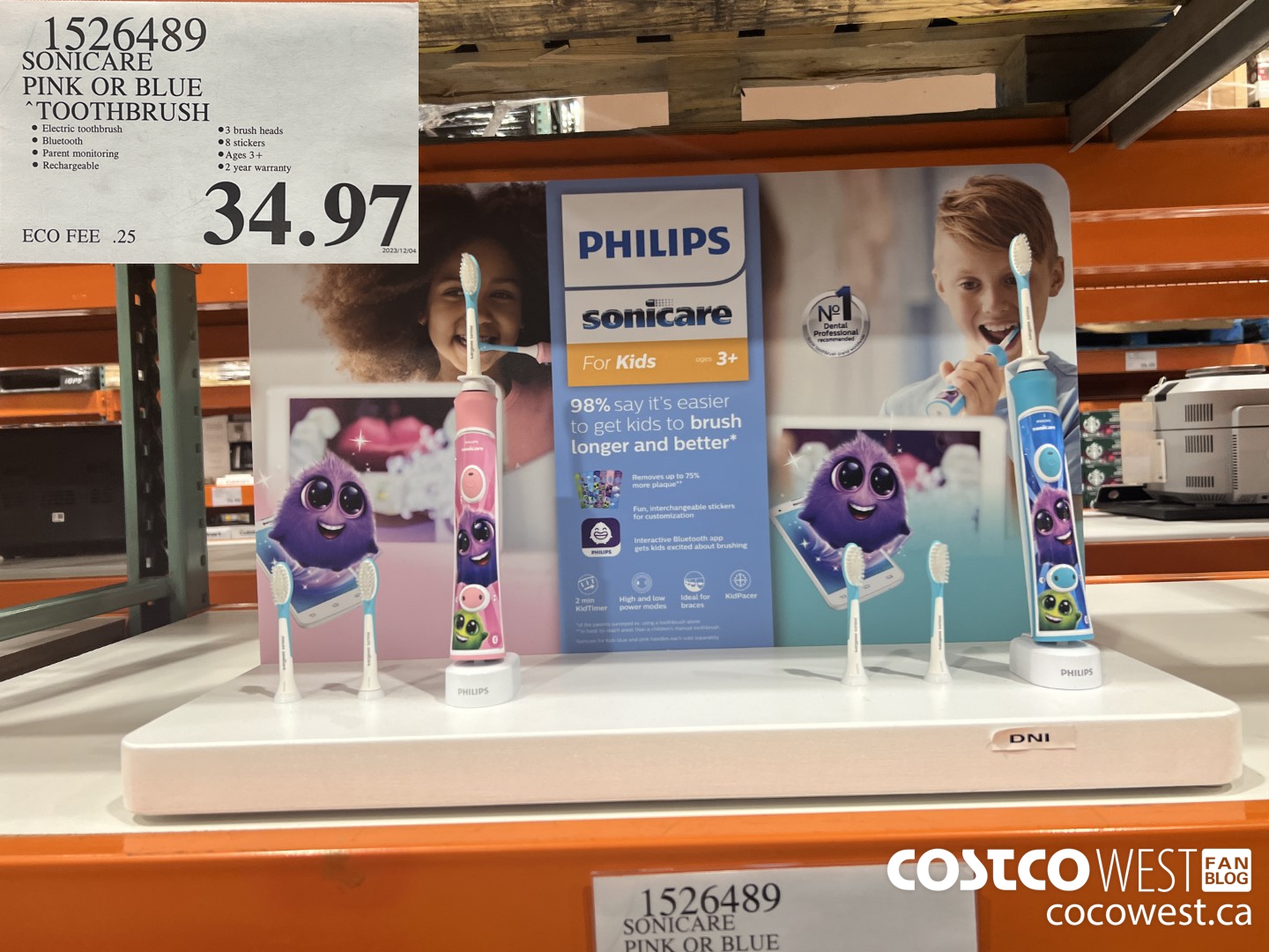 1526489 SONICARE PINK OR BLUE TOOTHBRUSH $34.97