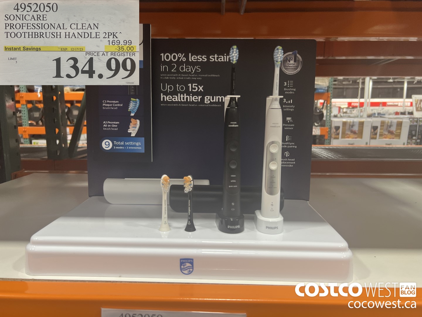 4952050 SONICARE PROFESSIONAL CLEAN TOOTHBRUSH HANDLE 2PK ($35.00 INSTANT SAVINGS EXPIRES ON 2023-12-17) $134.99