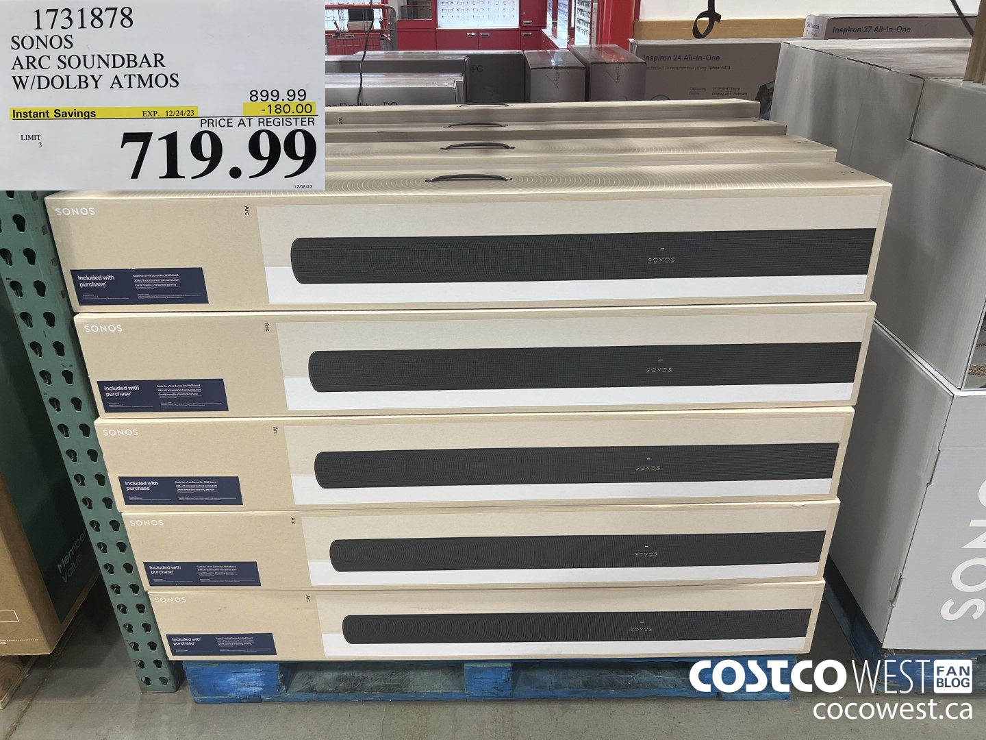 1731878 SONOS ARC SOUNDBAR W/DOLBY ATMOS ($180.00 INSTANT SAVINGS EXPIRES ON 2023-12-24) $719.99