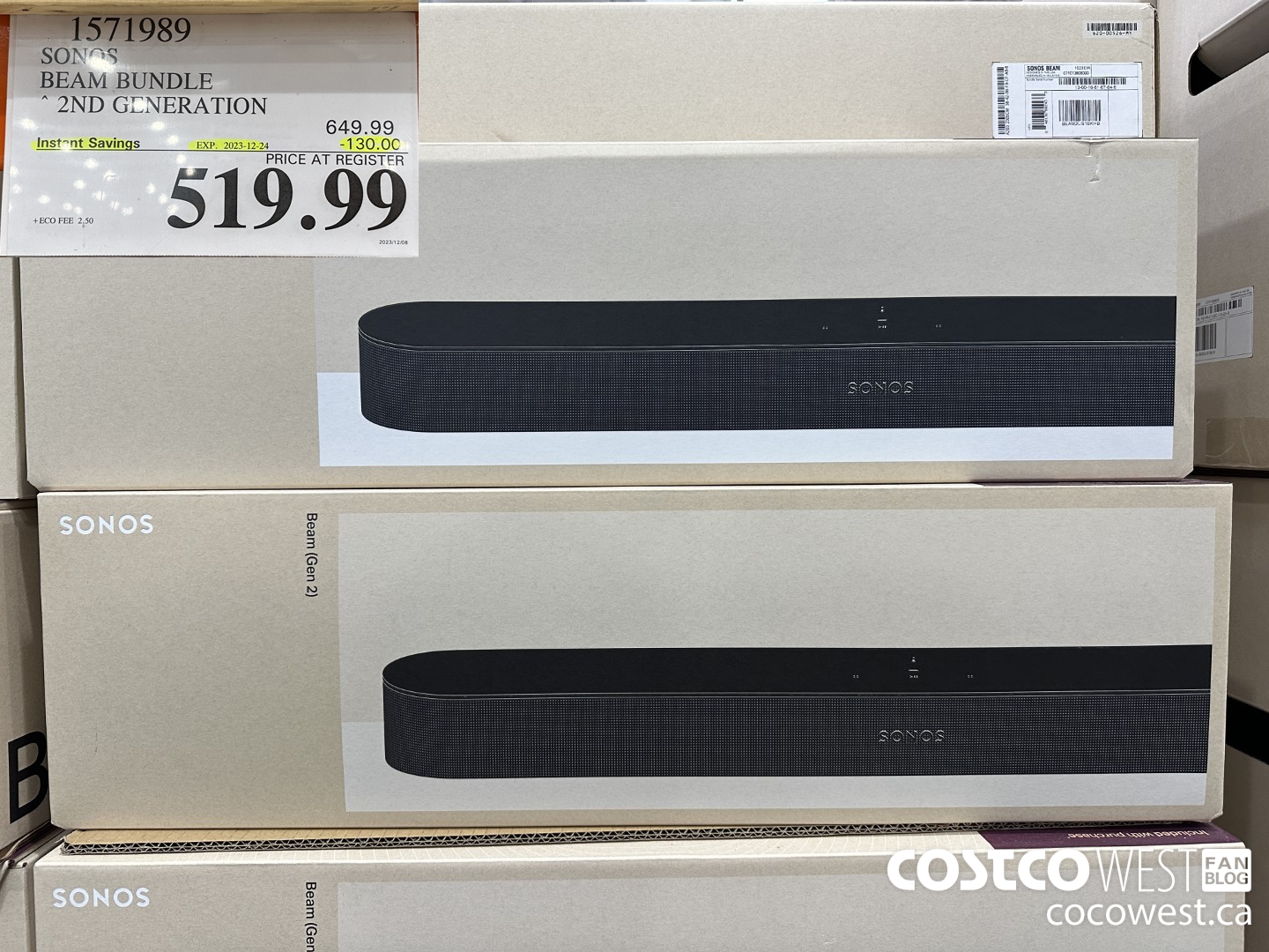 1571989 SONOS BEAM (GEN 2) BUNDLE ($130.00 INSTANT SAVINGS EXPIRES ON 2023-12-24) $519.99