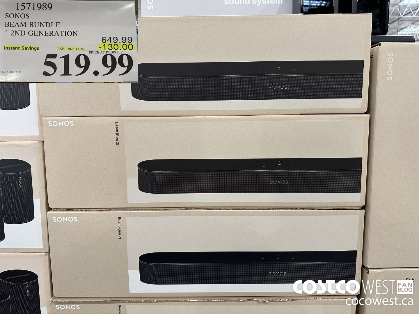 1571989 SONOS BEAM (GEN 2) BUNDLE ($130.00 INSTANT SAVINGS EXPIRES ON 2023-12-24) $519.99