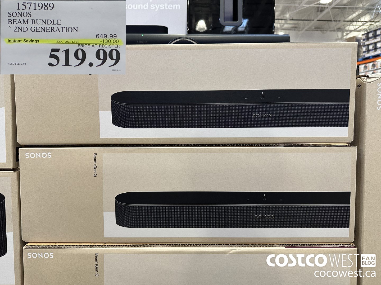 1571989 SONOS BEAM (GEN 2) BUNDLE ($130.00 INSTANT SAVINGS EXPIRES ON 2023-12-24) $519.99