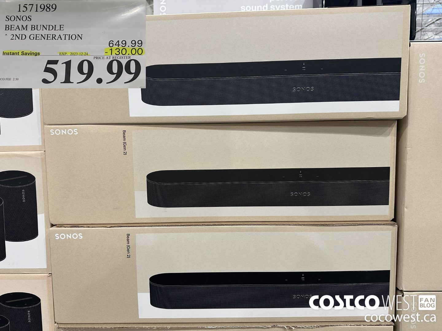 1571989 SONOS BEAM (GEN 2) BUNDLE ($130.00 INSTANT SAVINGS EXPIRES ON 2023-12-24) $519.99