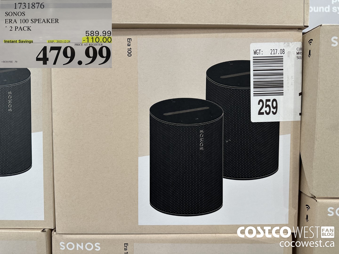 1731876 SONOS ERA 100 SPEAKER 2 PACK ($110.00 INSTANT SAVINGS EXPIRES ON 2023-12-24) $479.99